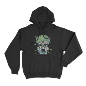 Green Foliage Anime Hoodie Black