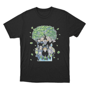 Green Foliage Anime T Shirt Black
